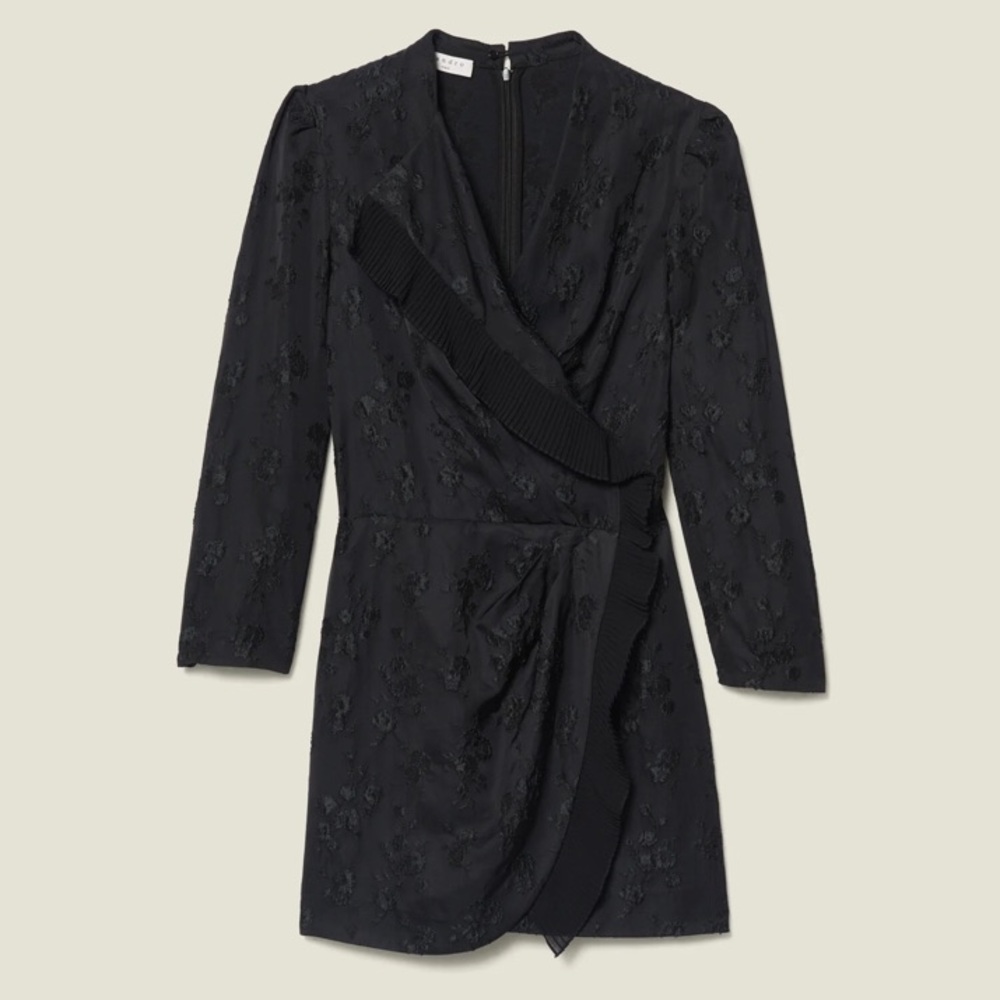 SANDRO Jacquard Wraparound Dress